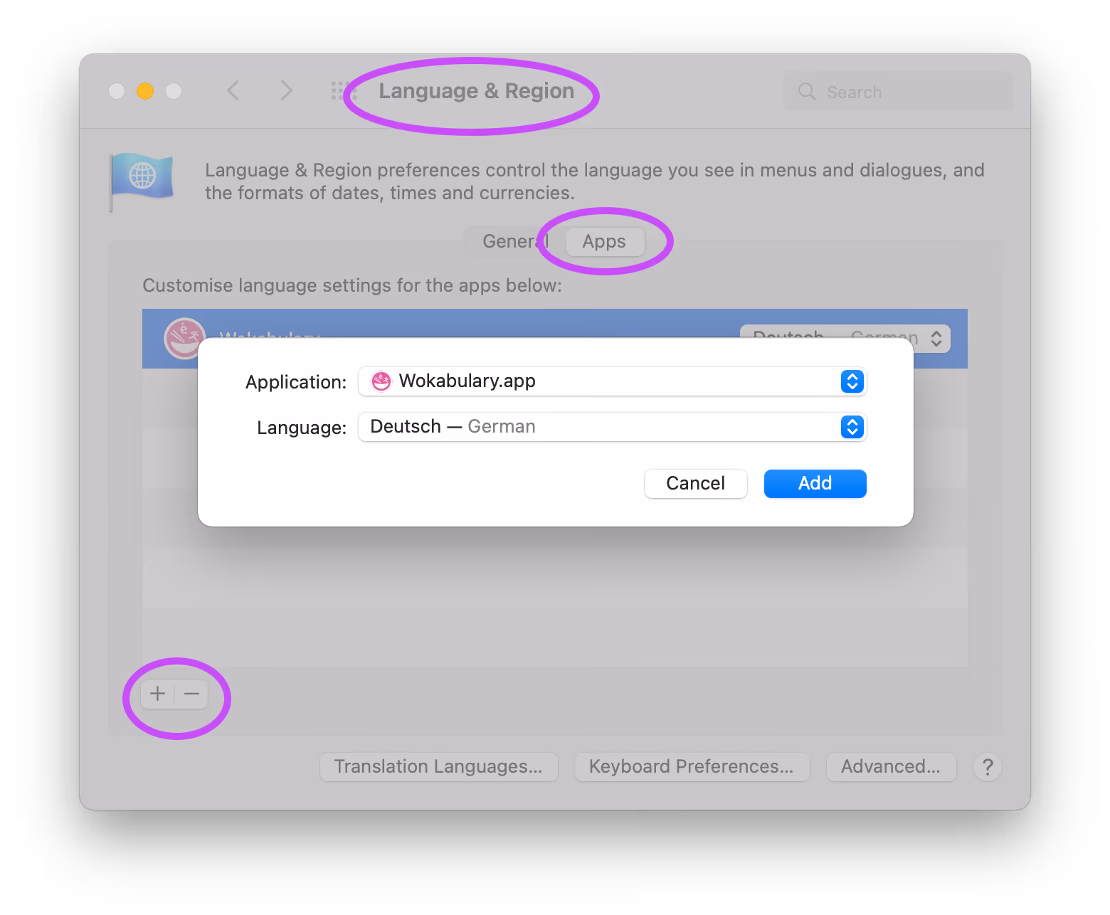 Changer la langue d’une app sur Mac