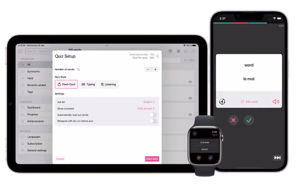 Quiz-Modi auf iPad, iPhone und Apple Watch