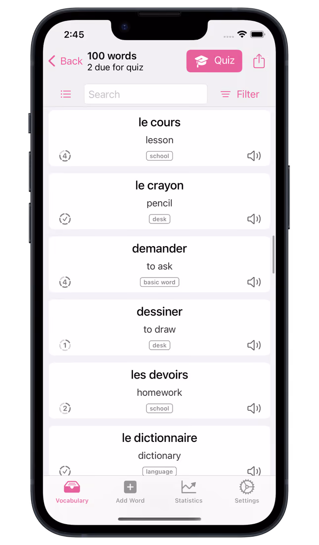 Wokabulary iPhone App Screenshot